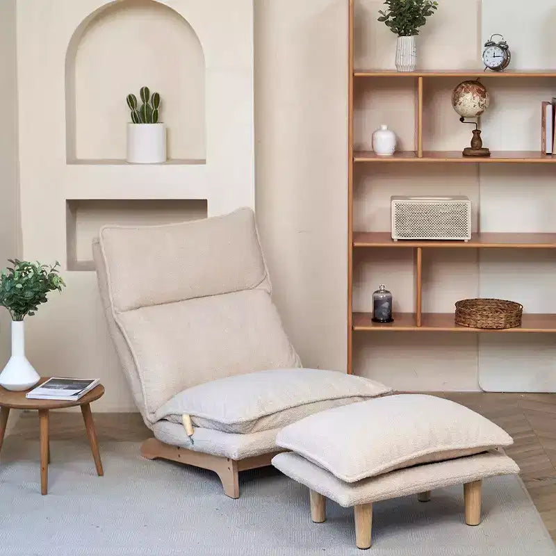 Floor Chair Single Sofa, Reclining Chair with Footstool, Leisure Single Sofa With Adjustable Backrest, Reading Chair For Bedroom Living Room
