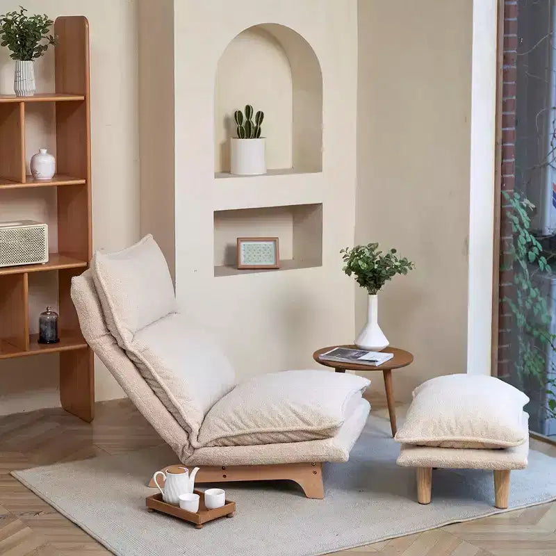 Fauteuil de sol individuel, chaise inclinable avec repose-pieds, canapé individuel de loisirs avec dossier réglable, fauteuil de lecture pour chambre à coucher et salon