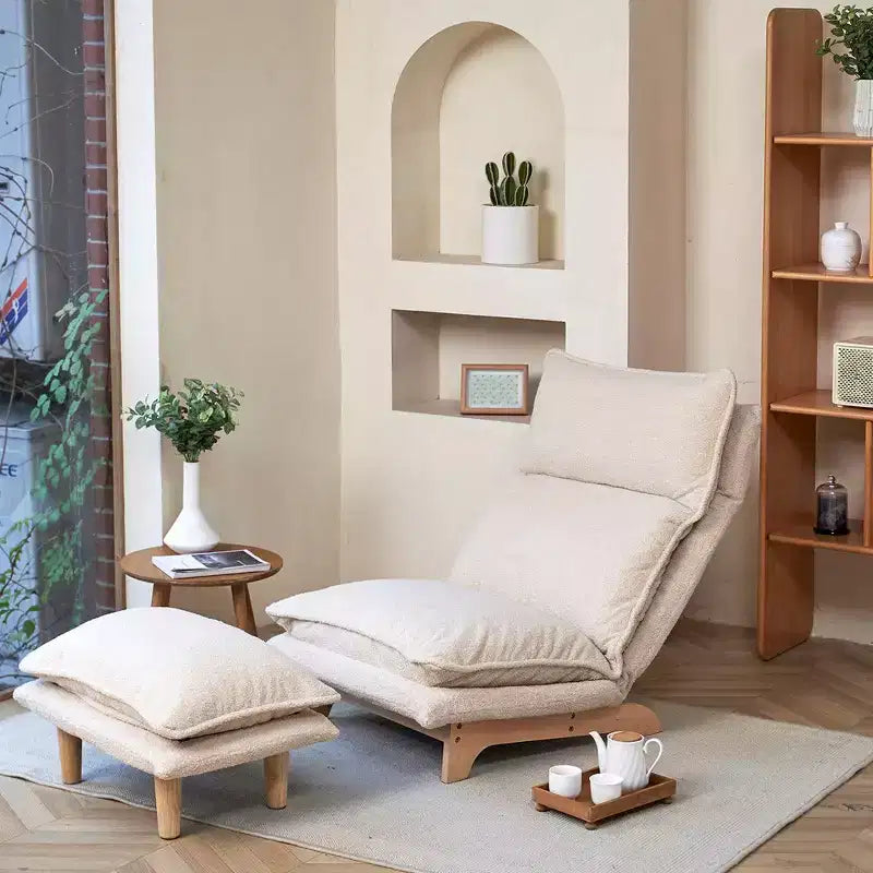 Fauteuil de sol individuel, chaise inclinable avec repose-pieds, canapé individuel de loisirs avec dossier réglable, fauteuil de lecture pour chambre à coucher et salon