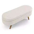 Banc de rangement ottoman, lin gris 43,5x16x16 pieds en bois rembourrés blancs dessus relevable sécurisé repose-pieds ovale charnière de canapé longue pour salon