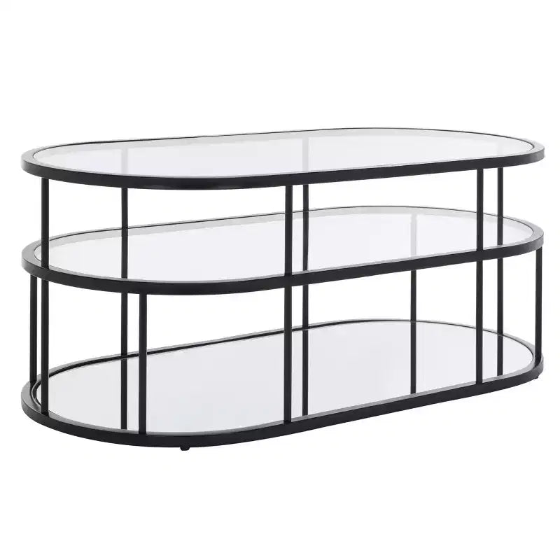 Table basse à 3 étagères Layta - Noir/Transparent - Safavieh