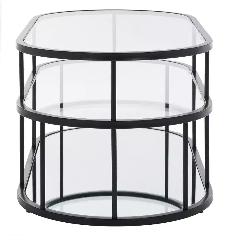 Table basse à 3 étagères Layta - Noir/Transparent - Safavieh