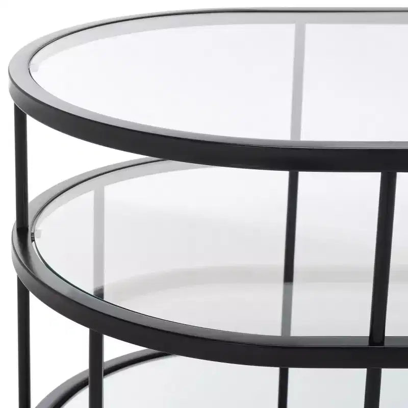 Table basse à 3 étagères Layta - Noir/Transparent - Safavieh