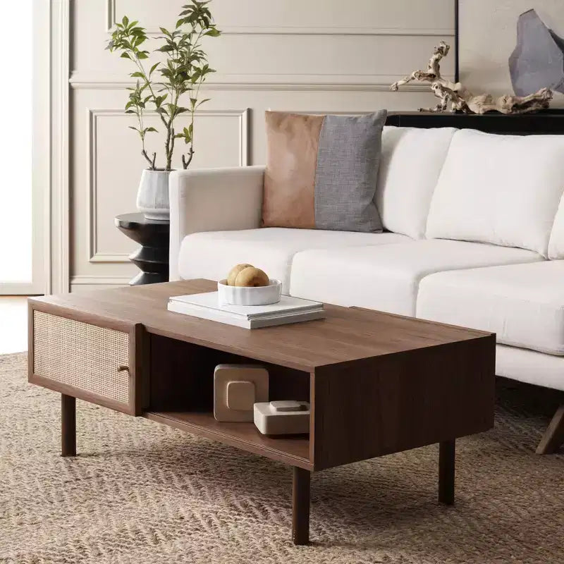 Table basse 2 portes Silvanna - Noyer/Naturel - Safavieh