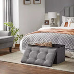 SONGMICS Banc de Rangement Ottoman avec Rangement, Repose-Pieds, Supporte jusqu'à 300 kg pour Chambre à Coucher, Salon