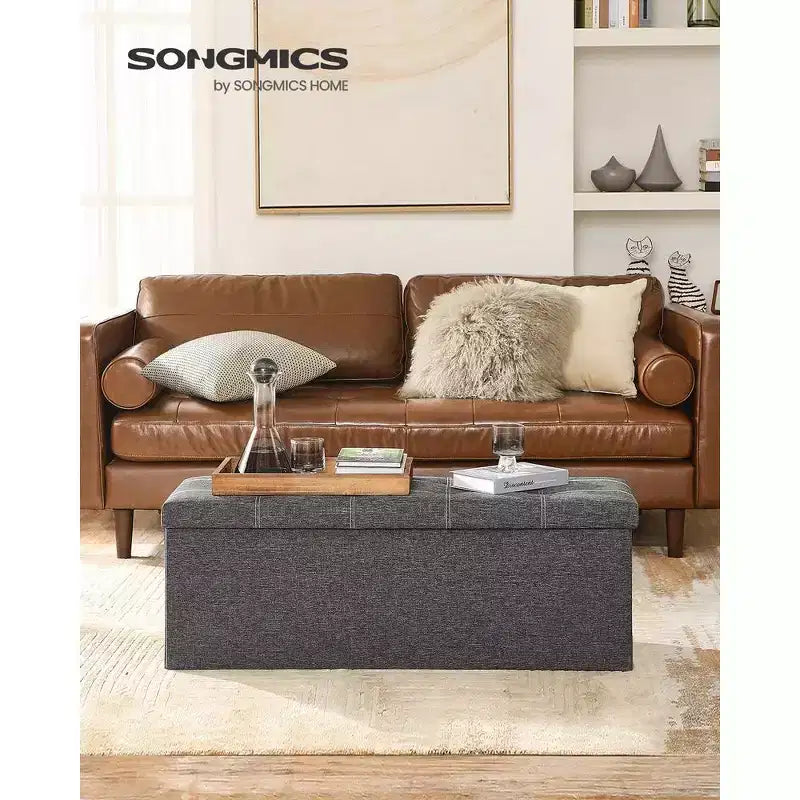 SONGMICS Banc de Rangement Ottoman avec Rangement, Repose-Pieds, Supporte jusqu'à 300 kg pour Chambre à Coucher, Salon