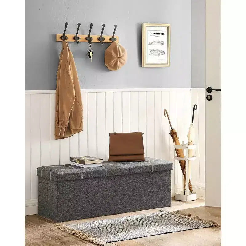 SONGMICS Banc de Rangement Ottoman avec Rangement, Repose-Pieds, Supporte jusqu'à 300 kg pour Chambre à Coucher, Salon