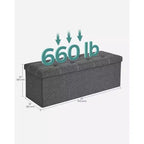 SONGMICS Banc de Rangement Ottoman avec Rangement, Repose-Pieds, Supporte jusqu'à 300 kg pour Chambre à Coucher, Salon