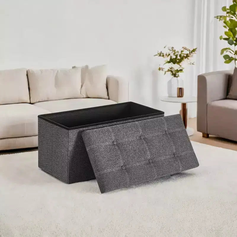 SONGMICS Banc de Rangement Ottoman avec Rangement, Repose-Pieds, Supporte jusqu'à 300 kg pour Chambre à Coucher, Salon
