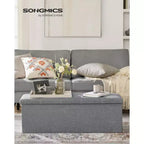 SONGMICS Banc de Rangement Ottoman avec Rangement, Repose-Pieds, Supporte jusqu'à 300 kg pour Chambre à Coucher, Salon