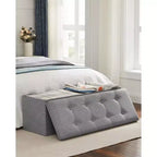 SONGMICS Banc de Rangement Ottoman avec Rangement, Repose-Pieds, Supporte jusqu'à 300 kg pour Chambre à Coucher, Salon