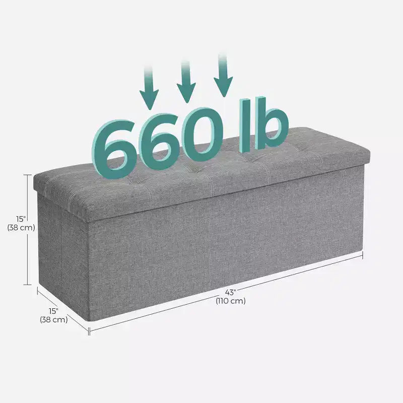 SONGMICS Banc de Rangement Ottoman avec Rangement, Repose-Pieds, Supporte jusqu'à 300 kg pour Chambre à Coucher, Salon