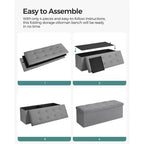 SONGMICS Banc de Rangement Ottoman avec Rangement, Repose-Pieds, Supporte jusqu'à 300 kg pour Chambre à Coucher, Salon