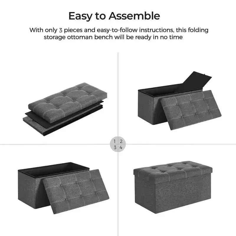 SONGMICS Banc de Rangement Ottoman avec Rangement, Repose-Pieds, Supporte jusqu'à 300 kg pour Chambre à Coucher, Salon