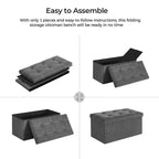 SONGMICS Banc de Rangement Ottoman avec Rangement, Repose-Pieds, Supporte jusqu'à 300 kg pour Chambre à Coucher, Salon