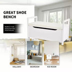 Banc à chaussures Costway avec étagère de rangement, coussin de siège, pouf pour chambre à coucher, couloir, entrée, noir/blanc