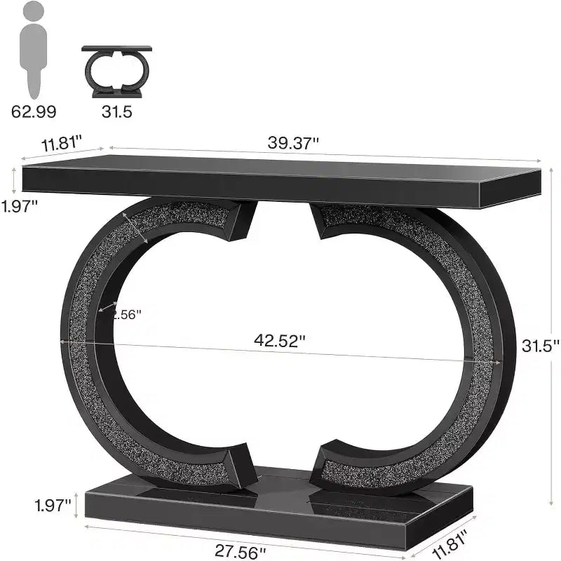 Console de table Tribesigns moderne de 99 cm avec miroirs et incrustations de cristaux scintillants