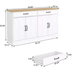 47.95 Buffet bahut, meuble de rangement de ferme avec 2 tiroirs et 4 portes pour salle à manger, salon, cuisine