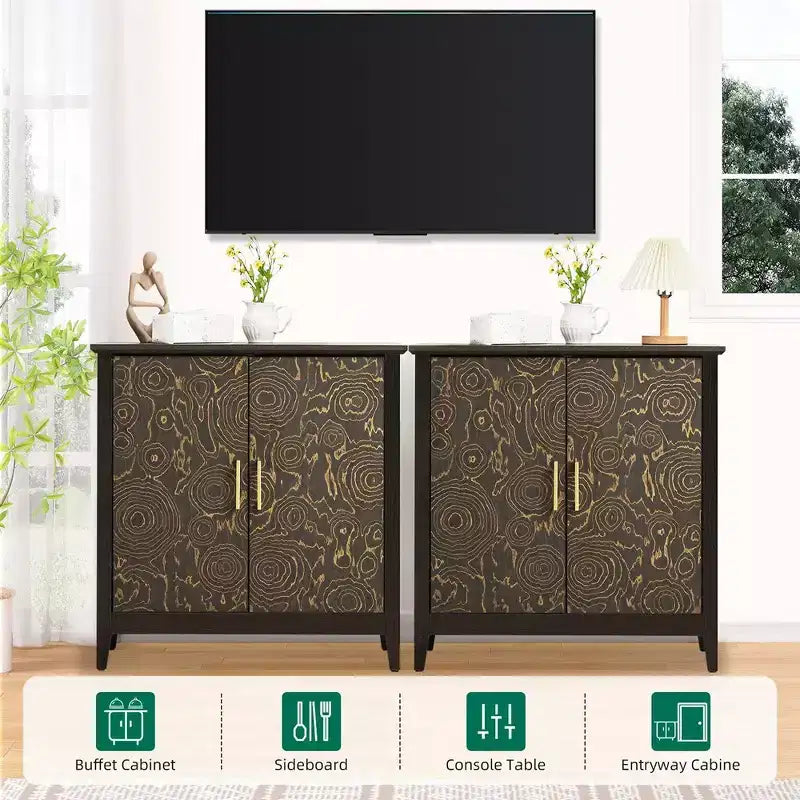 Bahut de salle à manger/buffet de style campagnard moderne avec rangement, 2 portes, meuble d'appoint avec rangement