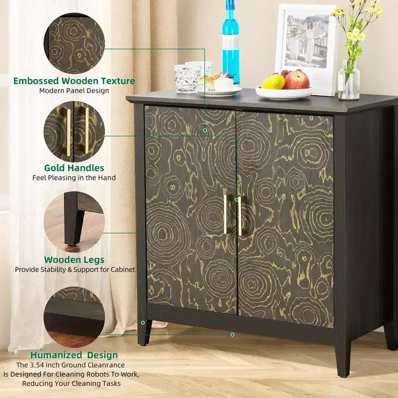 Bahut de salle à manger/buffet de style campagnard moderne avec rangement, 2 portes, meuble d'appoint avec rangement