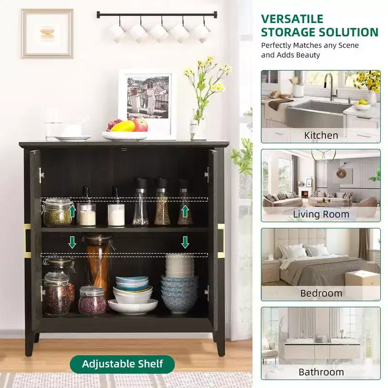 Bahut de salle à manger/buffet de style campagnard moderne avec rangement, 2 portes, meuble d'appoint avec rangement