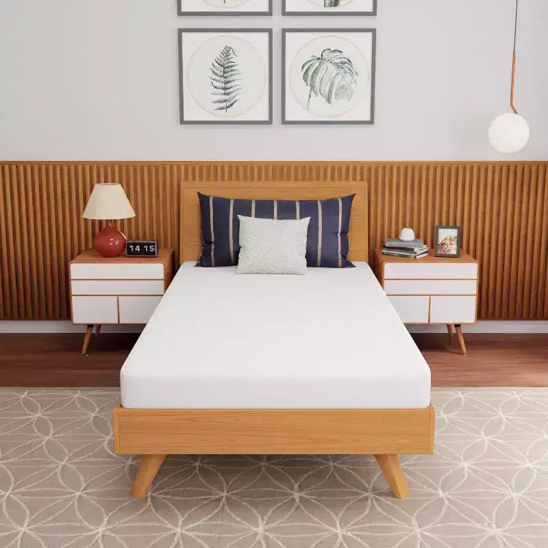 FDW Matelas en mousse à mémoire de forme 5 pouces avec gel rafraîchissant au charbon de bambou CertiPUR-US, respirant pour un sommeil plus frais, blanc