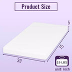 FDW Matelas en mousse à mémoire de forme 5 pouces avec gel rafraîchissant au charbon de bambou CertiPUR-US, respirant pour un sommeil plus frais, blanc