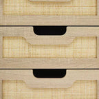 Table de chevet, table d'appoint en rotin, tables de chevet avec 3 tiroirs en rotin naturel, lot de 1 ou 2