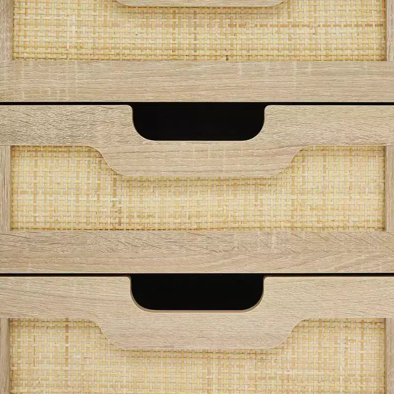 Table de chevet, table d'appoint en rotin, tables de chevet avec 3 tiroirs en rotin naturel, lot de 1 ou 2