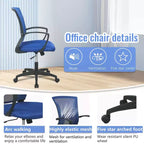 Chaise de bureau FDW à dossier mi-haut, fauteuil pivotant pour PC avec soutien lombaire, hauteur réglable, chaise d'ordinateur de bureau confortable en maille avec accoudoir