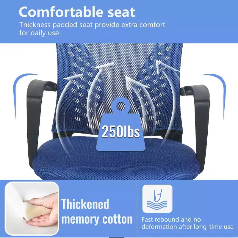 Chaise de bureau FDW à dossier mi-haut, fauteuil pivotant pour PC avec soutien lombaire, hauteur réglable, chaise d'ordinateur de bureau confortable en maille avec accoudoir