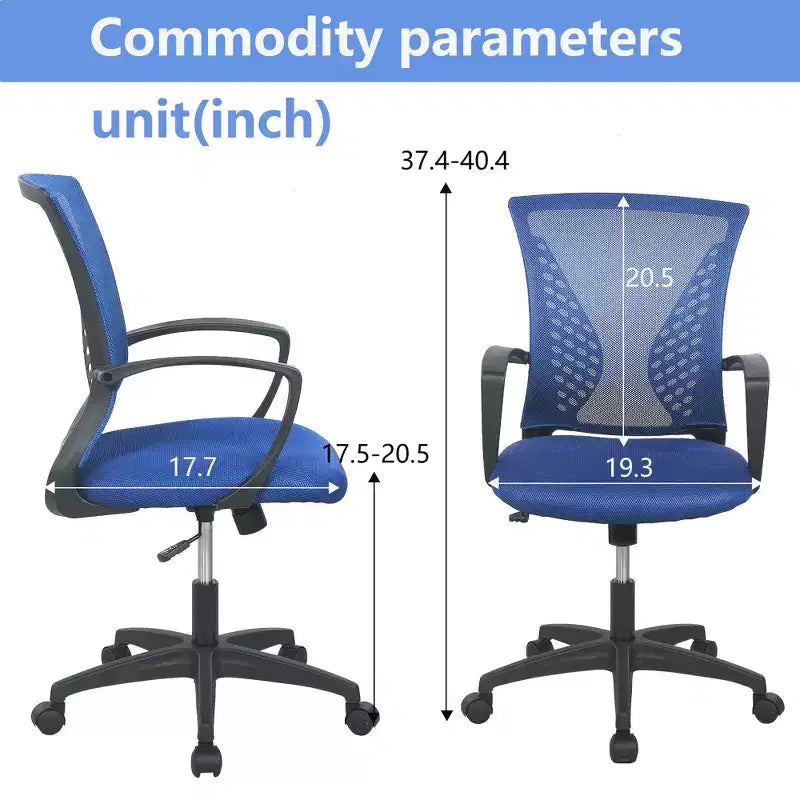 Chaise de bureau FDW à dossier mi-haut, fauteuil pivotant pour PC avec soutien lombaire, hauteur réglable, chaise d'ordinateur de bureau confortable en maille avec accoudoir