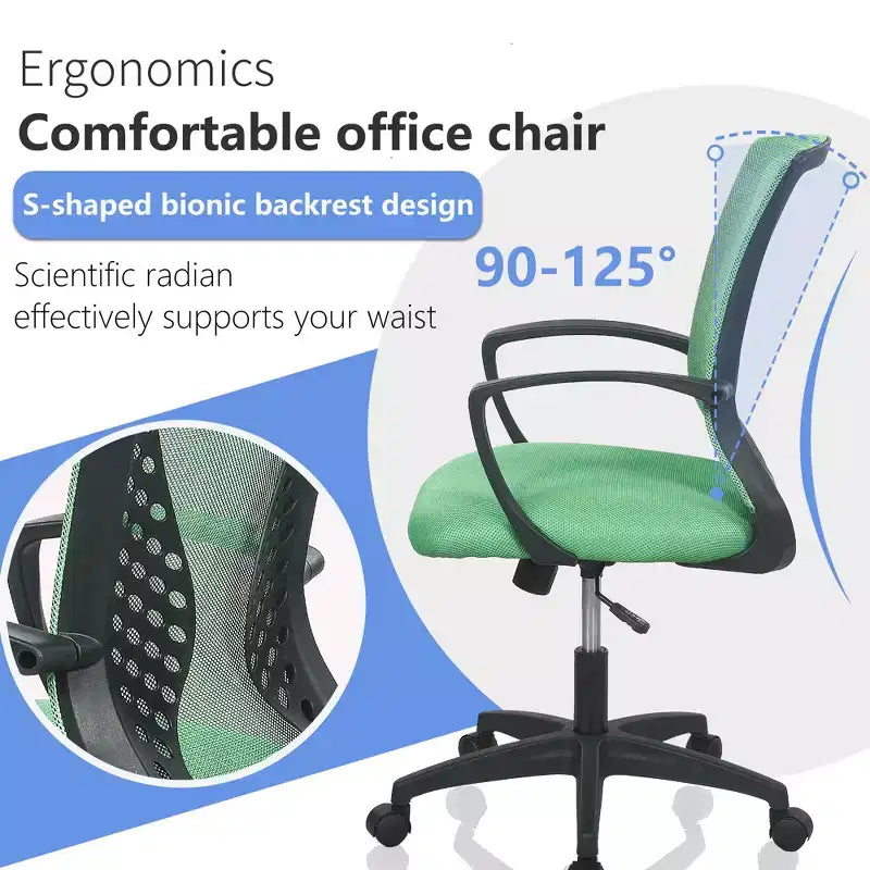 Chaise de bureau FDW à dossier mi-haut, fauteuil pivotant pour PC avec soutien lombaire, hauteur réglable, chaise d'ordinateur de bureau confortable en maille avec accoudoir