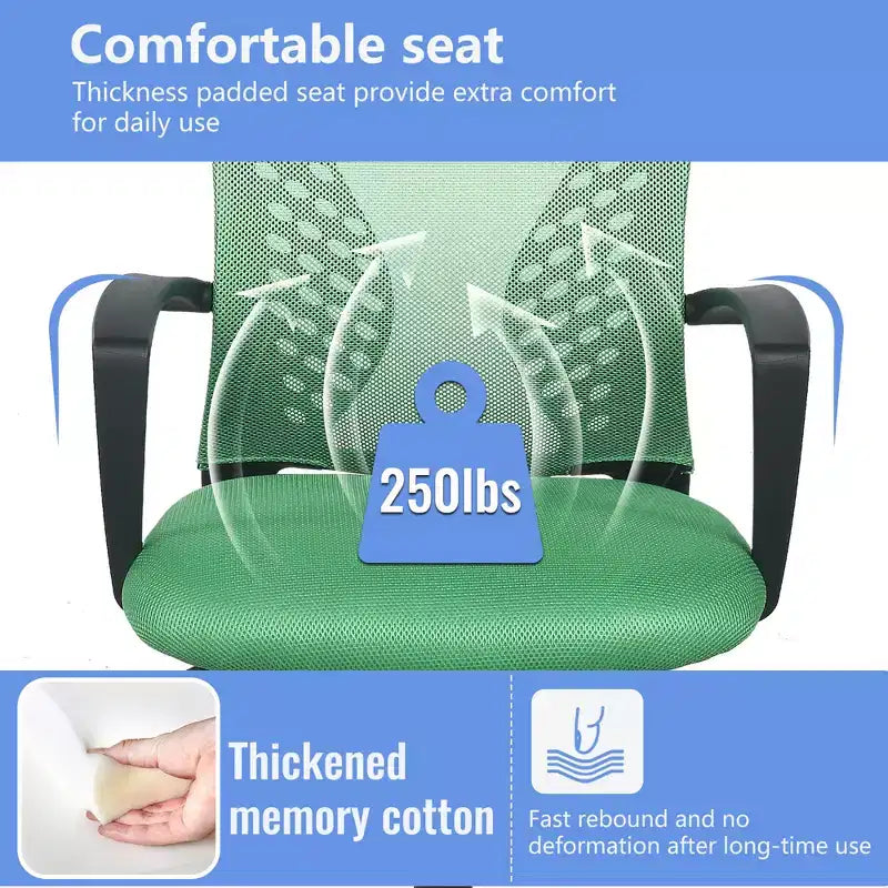 Chaise de bureau FDW à dossier mi-haut, fauteuil pivotant pour PC avec soutien lombaire, hauteur réglable, chaise d'ordinateur de bureau confortable en maille avec accoudoir