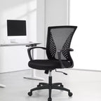 Chaise de bureau FDW à dossier mi-haut, fauteuil pivotant pour PC avec soutien lombaire, hauteur réglable, chaise d'ordinateur de bureau confortable en maille avec accoudoir