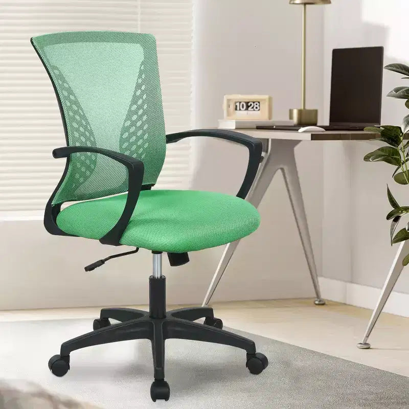 Chaise de bureau FDW à dossier mi-haut, fauteuil pivotant pour PC avec soutien lombaire, hauteur réglable, chaise d'ordinateur de bureau confortable en maille avec accoudoir