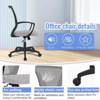 Chaise de bureau FDW à dossier mi-haut, fauteuil pivotant pour PC avec soutien lombaire, hauteur réglable, chaise d'ordinateur de bureau confortable en maille avec accoudoir