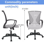 Chaise de bureau FDW à dossier mi-haut, fauteuil pivotant pour PC avec soutien lombaire, hauteur réglable, chaise d'ordinateur de bureau confortable en maille avec accoudoir