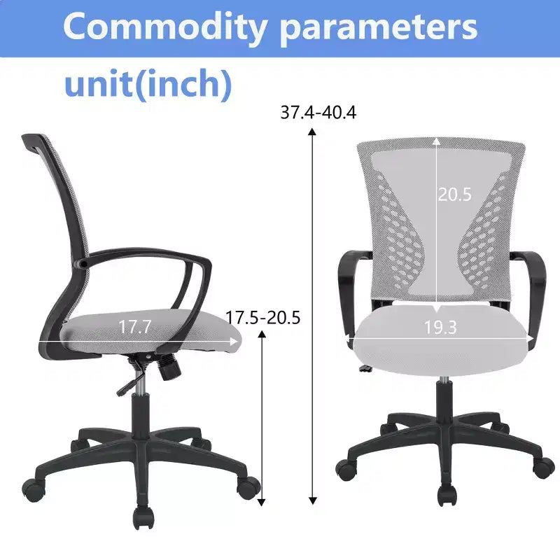 Chaise de bureau FDW à dossier mi-haut, fauteuil pivotant pour PC avec soutien lombaire, hauteur réglable, chaise d'ordinateur de bureau confortable en maille avec accoudoir