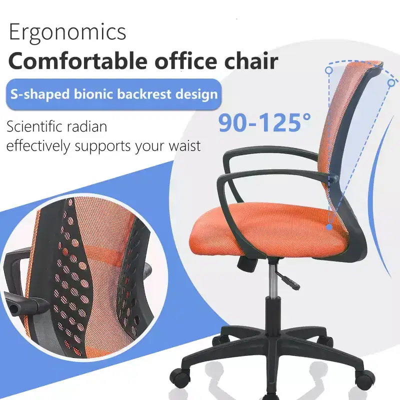 Chaise de bureau FDW à dossier mi-haut, fauteuil pivotant pour PC avec soutien lombaire, hauteur réglable, chaise d'ordinateur de bureau confortable en maille avec accoudoir
