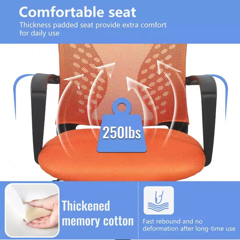 Chaise de bureau FDW à dossier mi-haut, fauteuil pivotant pour PC avec soutien lombaire, hauteur réglable, chaise d'ordinateur de bureau confortable en maille avec accoudoir