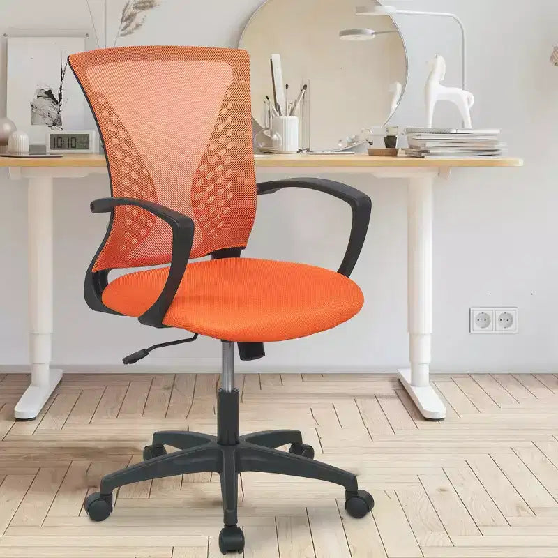 Chaise de bureau FDW à dossier mi-haut, fauteuil pivotant pour PC avec soutien lombaire, hauteur réglable, chaise d'ordinateur de bureau confortable en maille avec accoudoir