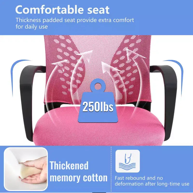 Chaise de bureau FDW à dossier mi-haut, fauteuil pivotant pour PC avec soutien lombaire, hauteur réglable, chaise d'ordinateur de bureau confortable en maille avec accoudoir