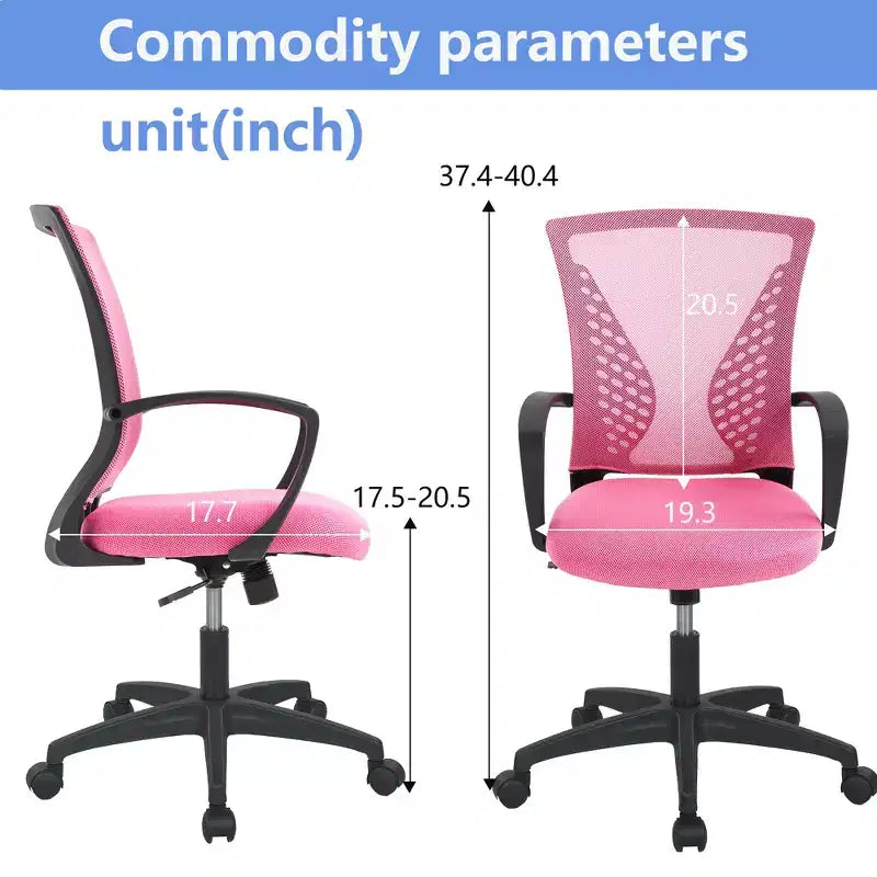 Chaise de bureau FDW à dossier mi-haut, fauteuil pivotant pour PC avec soutien lombaire, hauteur réglable, chaise d'ordinateur de bureau confortable en maille avec accoudoir