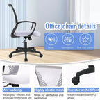 Chaise de bureau FDW à dossier mi-haut, fauteuil pivotant pour PC avec soutien lombaire, hauteur réglable, chaise d'ordinateur de bureau confortable en maille avec accoudoir