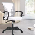 Chaise de bureau FDW à dossier mi-haut, fauteuil pivotant pour PC avec soutien lombaire, hauteur réglable, chaise d'ordinateur de bureau confortable en maille avec accoudoir