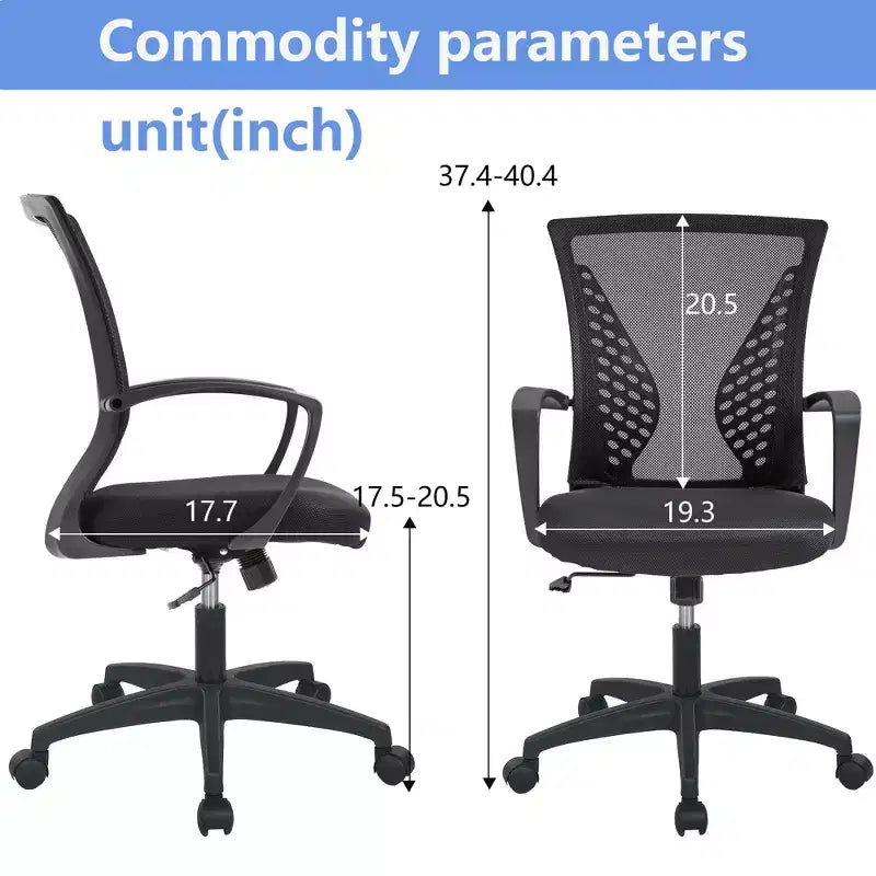 Chaise de bureau FDW à dossier mi-haut, fauteuil pivotant pour PC avec soutien lombaire, hauteur réglable, chaise d'ordinateur de bureau confortable en maille avec accoudoir