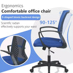 Chaise de bureau FDW à dossier mi-haut, fauteuil pivotant pour PC avec soutien lombaire, hauteur réglable, chaise d'ordinateur de bureau confortable en maille avec accoudoir