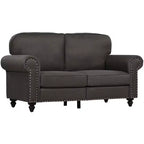 HOMCOM Loveseat Sofa, Fabric 2 Seater Small Couch with Nailhead Trim Rolled Arm, for Living Room and Bedroom