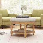 Costway Grand Pouf Rond de 74 cm avec Rangement, Banc Coffre avec Plateau Relevable et Étagère de Rangement